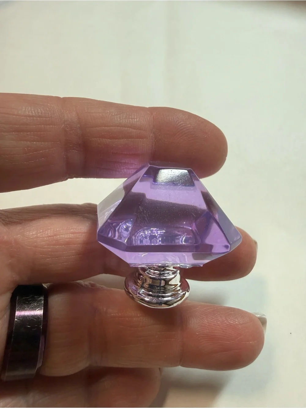 Lavender Crystal-like Resin Cabinet Knob with Silver Base - (Pk of 3)
